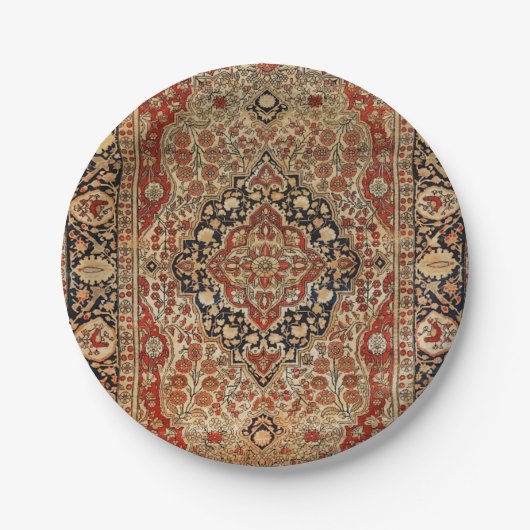 Assiettes En Carton Kashan perse brûlé orange jaune  (Devant)