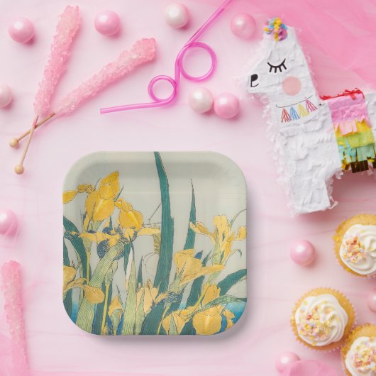Assiettes En Carton Katsushika Hokusai - Grasshopper et Iris (Fête)