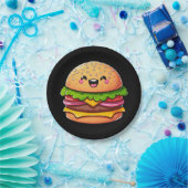 Assiettes En Carton Kawaii Burger Delight (Fête)