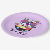 Assiettes En Carton Kawaii Chat Manger Ramen - Jolies nouilles japonai (Angle)