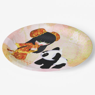 Assiettes En Carton Kawaii fille chinoise