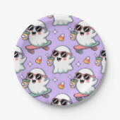 Assiettes En Carton Kawaii Ghost Bubble Tea Motif -Cute Pastel Ghost (Devant)