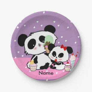 Assiettes En Carton Kawaii Panda Ours Mignonne Drôle Noms Cadeaux