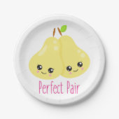 Assiettes En Carton Kawaii Pear Couple Parfait Paire Funny Pun (Devant)