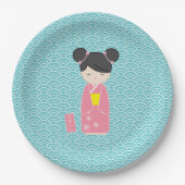 Assiettes En Carton Kawaii Pink Kokeshi (Devant)