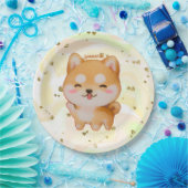 Assiettes En Carton Kawaii Smiling Cartoon Style Shiba Inu (Fête)