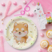 Assiettes En Carton Kawaii Smiling Cartoon Style Shiba Inu (Fête)