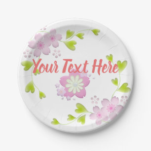 Assiettes En Carton Kawaii Style Sakura Fleur d'arbre de cerisier