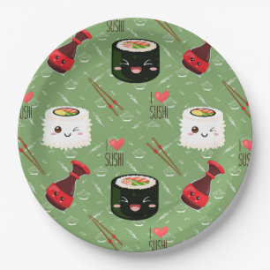 Assiettes En Carton Kawaii Sushi Motif