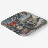 Assiettes En Carton Keeshond chien équitation moto Noël (Angulaire)
