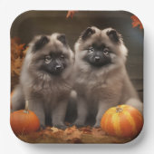 Assiettes En Carton Keeshond Chiot Automne Citrouille délice (Recto)