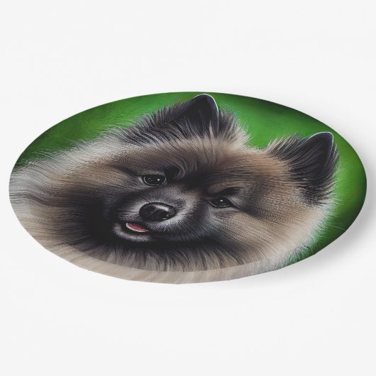 Assiettes En Carton Keeshond Dog en tenue de jour St. Patrick (Angle)
