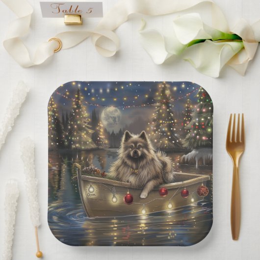 Assiettes En Carton Keeshond Noël Festive Voyage (Mariage)