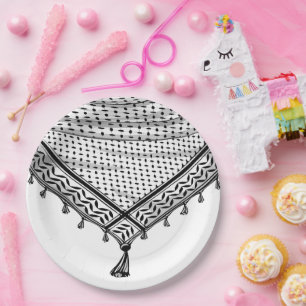 Assiettes En Carton Keffiyeh Écharpe palestinienne tissu traditionnel