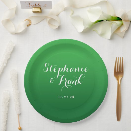 Assiettes En Carton Kelly à Forest Green Gradient Mariage (Mariage)