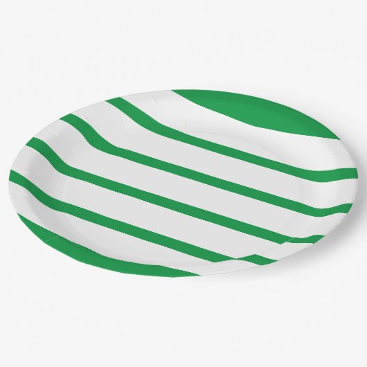 Assiettes En Carton Kelly Green et White Minimal Large Stripes Office (Angle)