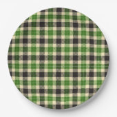 Assiettes En Carton Kelly Plaques de papier tartan vert et noir (Devant)
