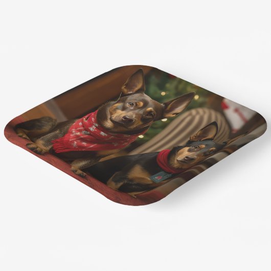 Assiettes En Carton Kelpie australienne près de la cheminée Noël (Angulaire)