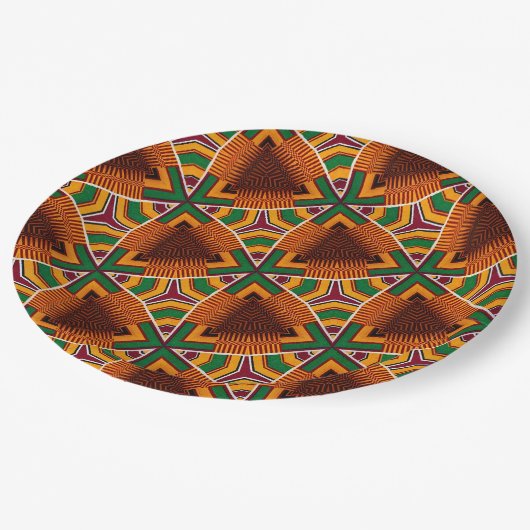 Assiettes En Carton Kente Geometrics Kwanzaa Afrocentric (Angle)