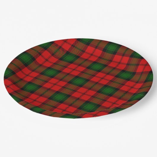 Assiettes En Carton Kerr tartan rouge vert plaid (Angle)