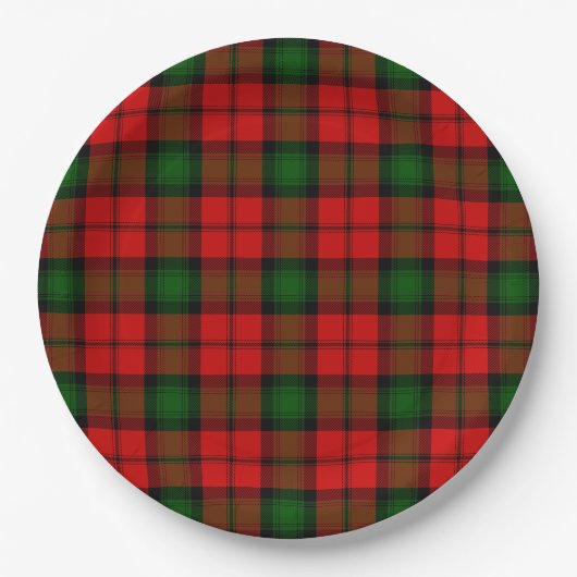 Assiettes En Carton Kerr tartan rouge vert plaid (Devant)
