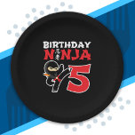 Assiettes En Carton Kids Birthday Ninja<br><div class="desc">This Birthday Ninja 5 makes a parfaite venin pour une fête de cinq ans à l'ancienne. "It feese the Japanese Symbole for Ninjutsu with a cartoon ninja doing a karate kick that the birthday or girl will love" This ninja birthday design for boys and girls is a perfect fit for...</div>