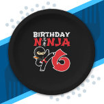 Assiettes En Carton Kids Birthday Ninja<br><div class="desc">This Birthday Ninja 6 makes a parfaite venin pour un 6 ans de fête du vieux ninja birthday. "It feese the Japanese Symbole for Ninjutsu with a cartoon ninja doing a karate kick that the birthday or girl will love" This ninja birthday design for boys and girls is a perfect...</div>