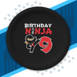 Assiettes En Carton Kids Birthday Ninja<br><div class="desc">This Birthday Ninja 9 makes a parfaite venin pour un 9 ans de fête du vieux ninja birthday. "It feese the Japanese Symbole for Ninjutsu with a cartoon ninja doing a karate kick that the birthday or girl will love" This ninja birthday design for boys and girls is a perfect...</div>