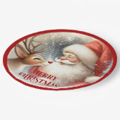 Assiettes En Carton Kids Christmas Plates with Cute Santa and Rudolph (Angle)