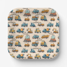 Kids Construction Vehicle Paper Plates Trucks