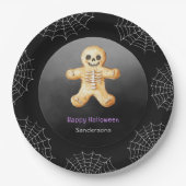 Assiettes En Carton Kids Halloween Party Skeleton Black Paper (Devant)
