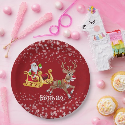 Assiettes En Carton Kids Père Noël Christmas Reindeder Sleigh Snowflak (Fête)