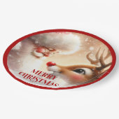 Assiettes En Carton Kids Santa and Red Nose Rudolph Christmas Plates (Angle)