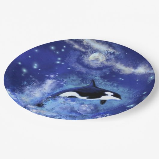 Assiettes En Carton Killer Whale on Full Moon (Angle)