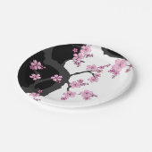Assiettes En Carton Kimono japonais Sakura noir et blanc (Angle)