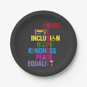 Assiettes En Carton Kindness Peace Equality Love Inclusion Hope