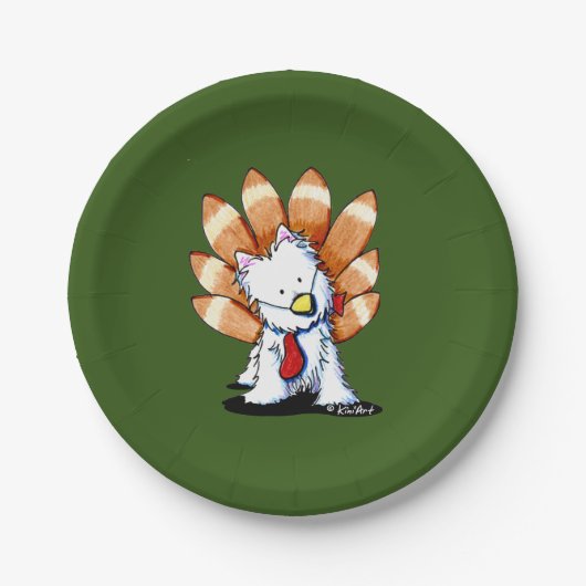 Assiettes En Carton KiniArt Westie Plaques papier Thanksgiving (Devant)