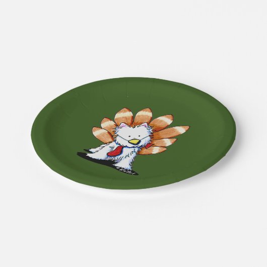 Assiettes En Carton KiniArt Westie Plaques papier Thanksgiving (Angle)