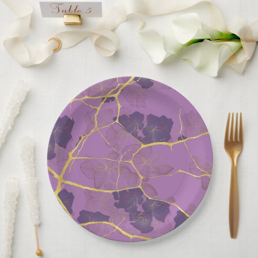 Assiettes En Carton Kintsugi japonais. Double face. (Mariage)