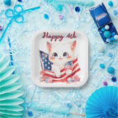 Assiettes En Carton Kitten patriotique 4 juillet Happy 4th Custom (Fête)