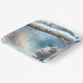 Assiettes En Carton Kitten portant une écharpe d'hiver (Angulaire)