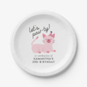 Assiettes En Carton Kitty Chat fête d'anniversaire | Pawty Pink (Devant)