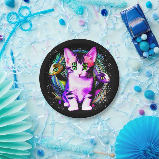 Assiettes En Carton Kitty Chat Psychique Esthétique Caractère (Fête)