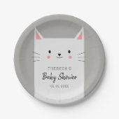 Assiettes En Carton Kitty Chat Thème Baby shower Blanc Kitten (Devant)