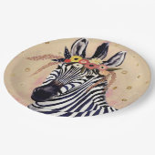 Assiettes En Carton Klimt Zebra | Orné De Fleurs (Angle)