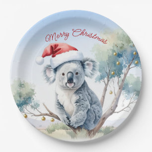 Assiettes En Carton Koala assise dans un gommier Joyeux Noël
