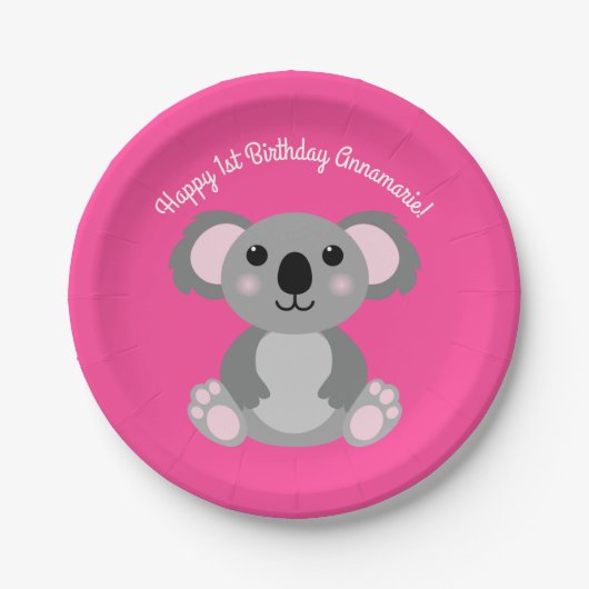 Assiettes En Carton Koala Bear Cute Kid Anniversaire (Devant)