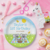 Assiettes En Carton Koala Bears Pique-nique Bleu En vichy fête d'anniv (Fête)