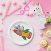 Assiettes En Carton Koala dormant sur une fusée colorée (Fête)