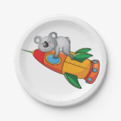 Assiettes En Carton Koala dormant sur une fusée colorée (Devant)